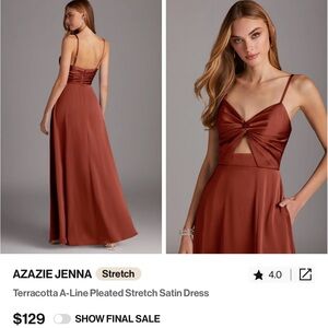 Azazie Terracotta A-Line Dress With Pockets